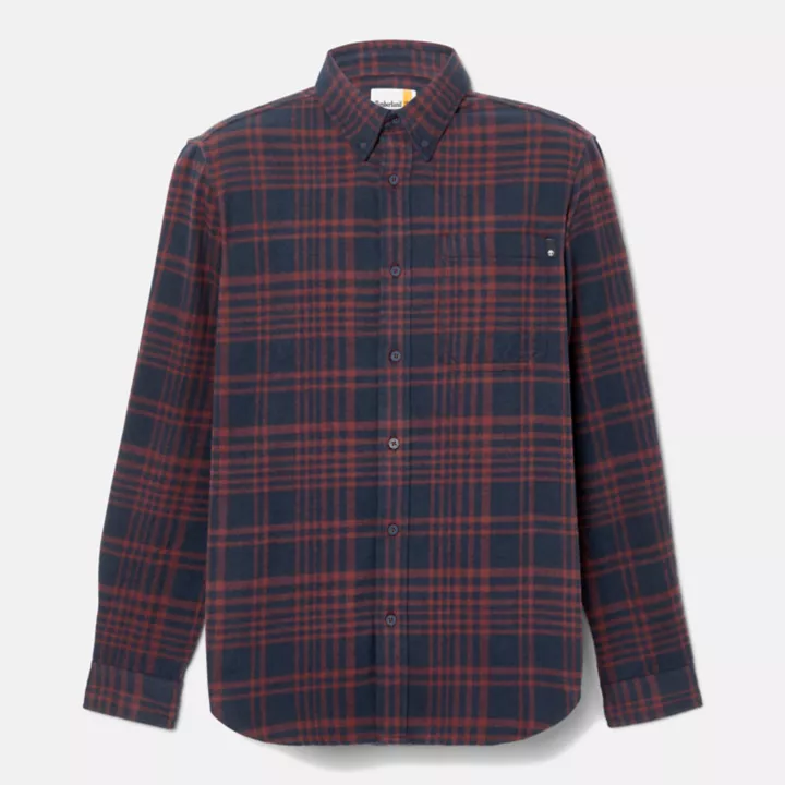 Heavy Flannel Check Shirt for Men in Burgundy