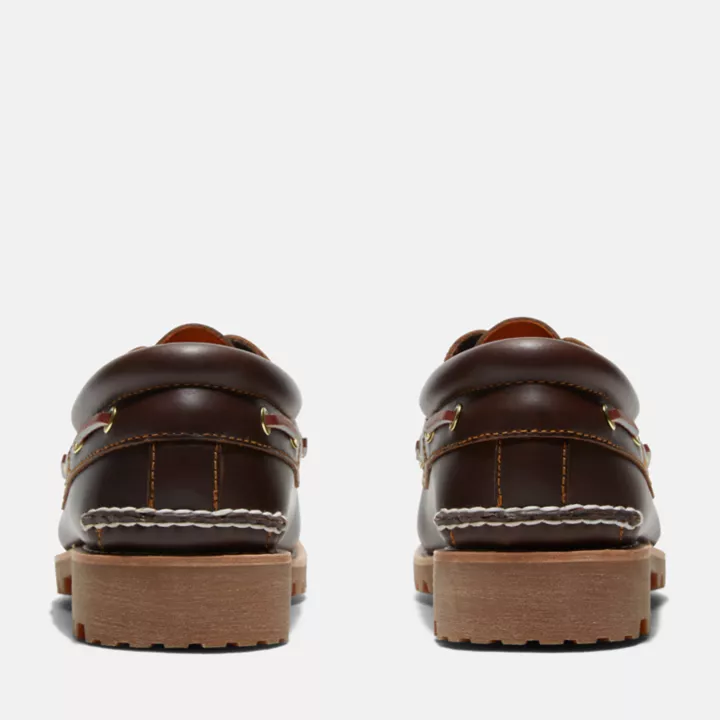 3-Eye Lug Handsewn Boat Shoe for Men in Brown