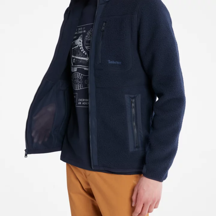 Sherpa Fleece Jacket for Men in Navy