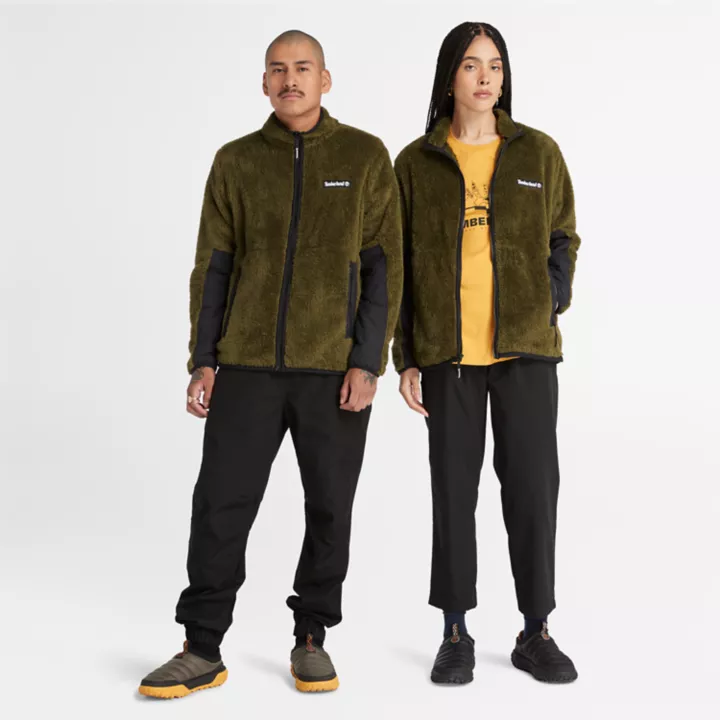 All Gender High Pile Fleece Jacket in Green