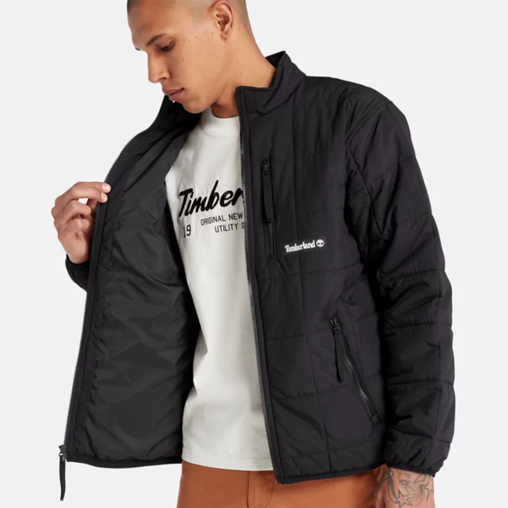 Water Repellent Quilted Insulated Jacket for Men in Black