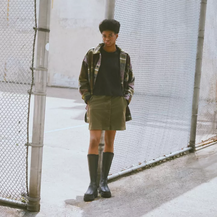 Needle Corduroy Skirt for Women in Green