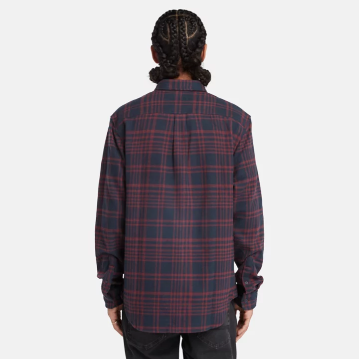 Heavy Flannel Check Shirt for Men in Burgundy