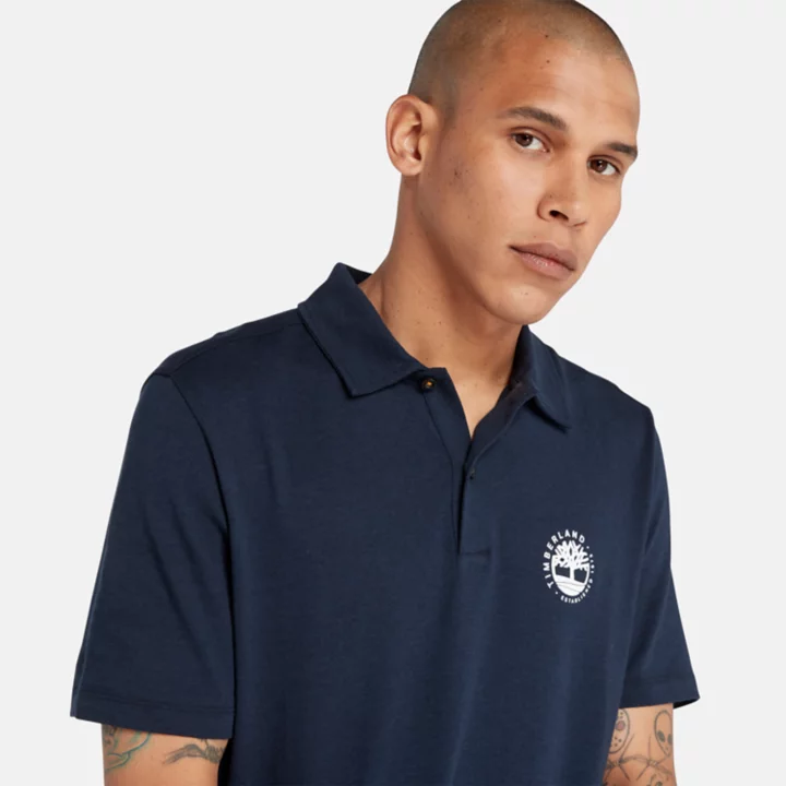 Logo Polo With Refibra Technology for Men in Navy