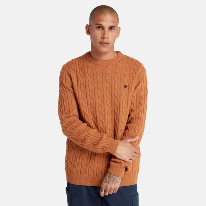 Phillips Brook Cable-knit Crew Jumper for Men in Brown