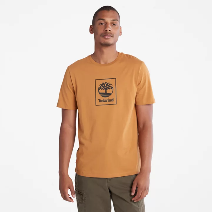 Stack Logo T-Shirt for Men in Orange