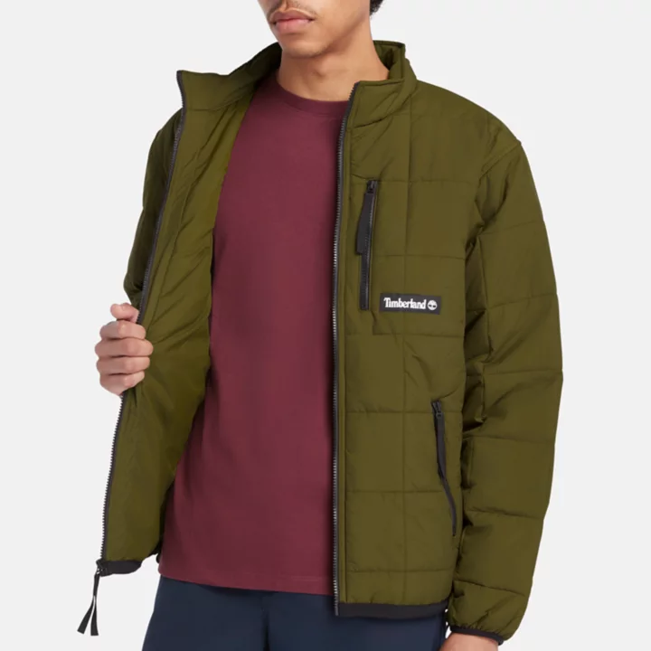 Water Repellent Quilted Insulated Jacket for Men in Green
