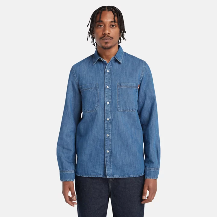 Windham Cotton Hemp Denim Shirt for Men in Blue