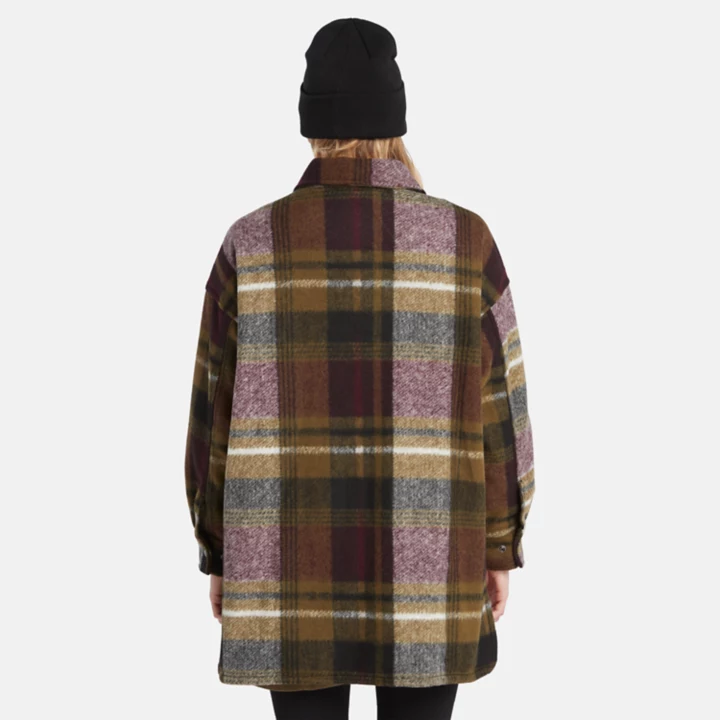 Wool Shirt Coat for Women in Burgundy