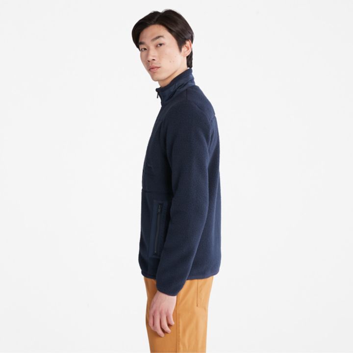 Sherpa Fleece Jacket for Men in Navy