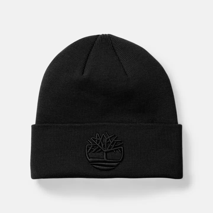 All Gender Tonal 3D Embroidery Beanie in Black
