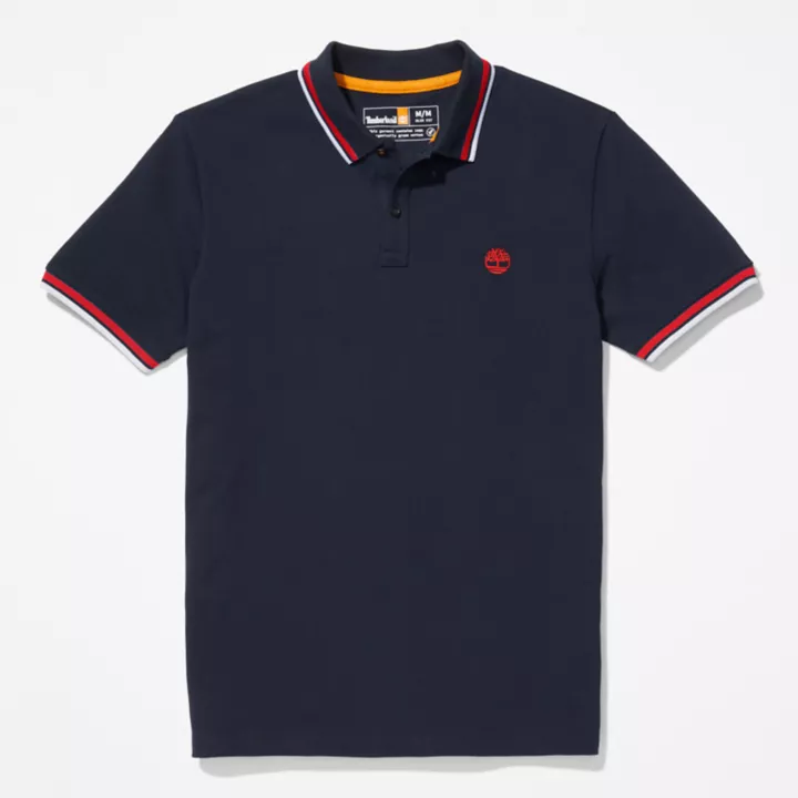 Millers River Tipped Polo Shirt for Men in Navy