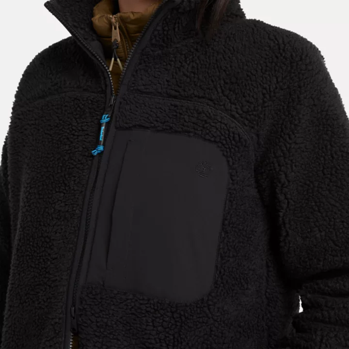 Long Fleece Jacket for Women in Black