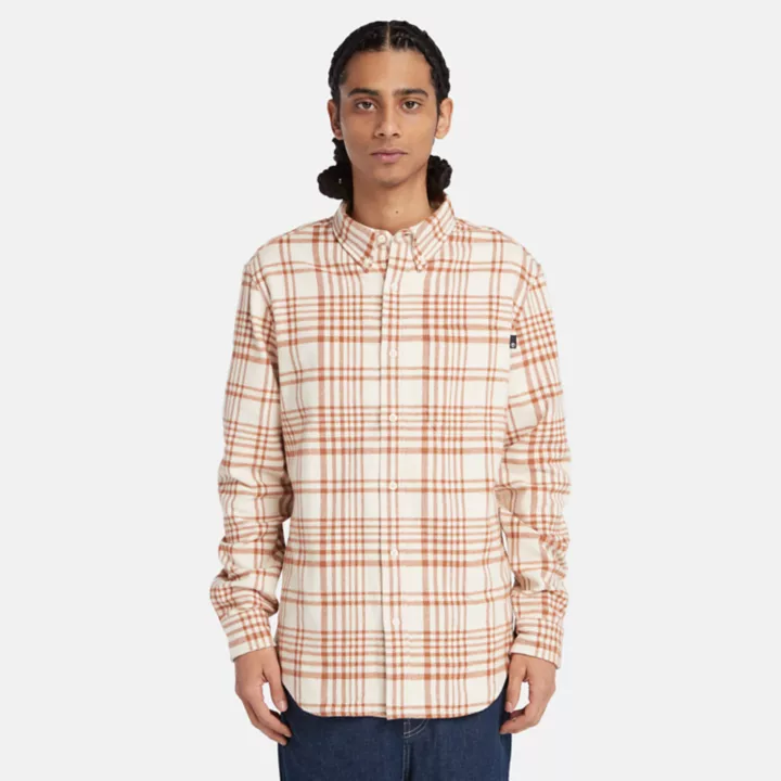 Heavy Flannel Check Shirt for Men in Brown