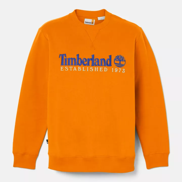 Est. 1973 Logo Crew Sweatshirt for Men in Orange