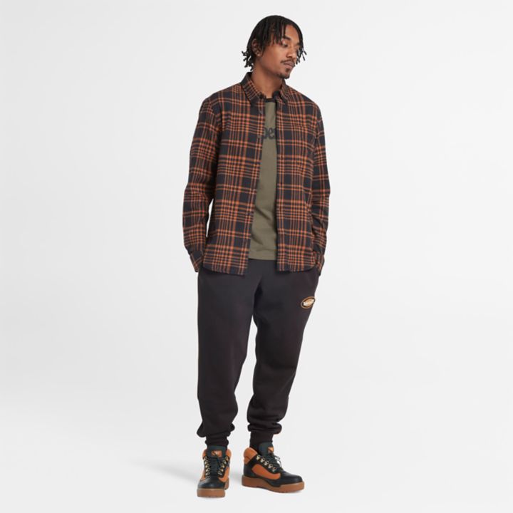 Heavy Flannel Check Shirt for Men in Black