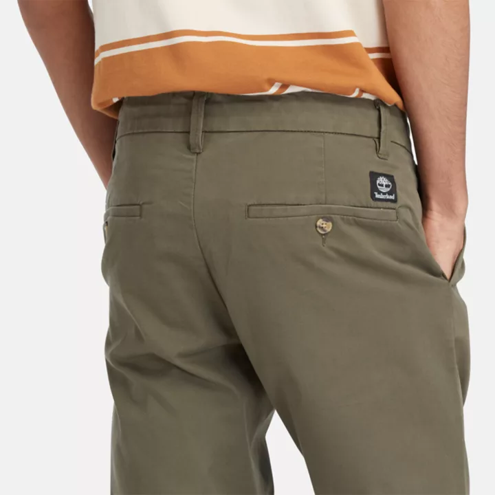 Sargent Lake Stretch Chino Trousers for Men in Dark Green