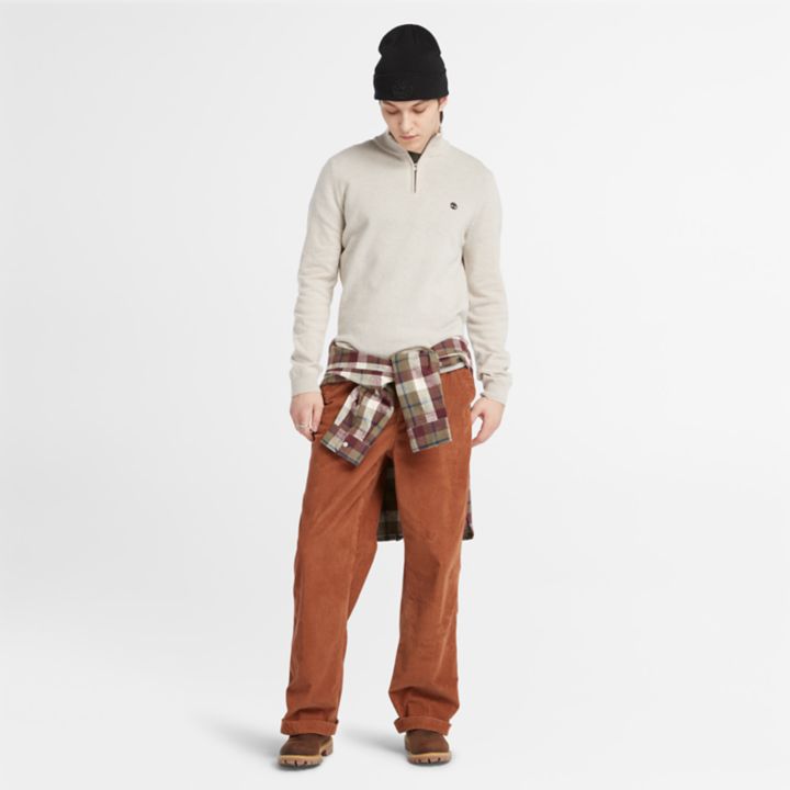 Cohas Brook Zip-Neck Jumper for Men in Beige