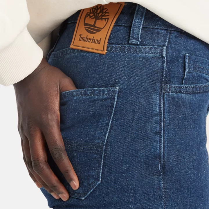 High Waist Hemp Denim Jeans for Women in Dark Blue