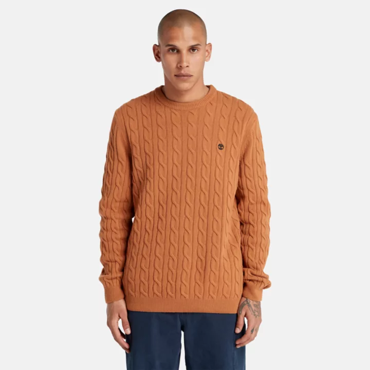 Phillips Brook Cable-knit Crew Jumper for Men in Brown