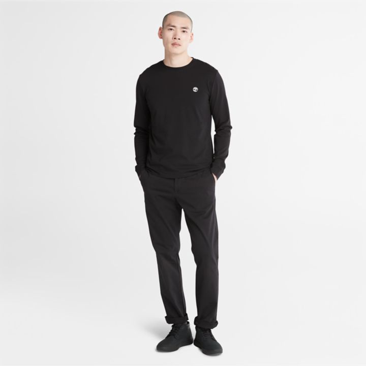 Dunstan River LS Crewneck T-Shirt for Men in Black