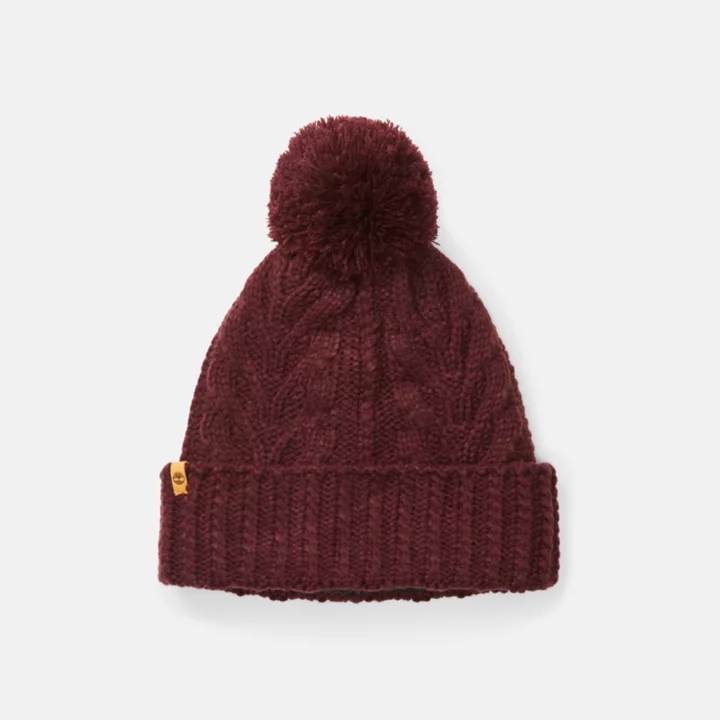 Autumn Woods Cable-knit Beanie for Women in Burgundy