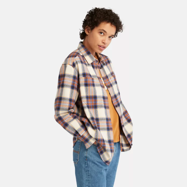 Flannel Overshirt for Women in Brown