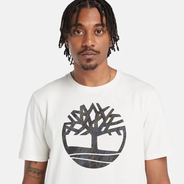 Camo Tree Logo T-Shirt for Men in White