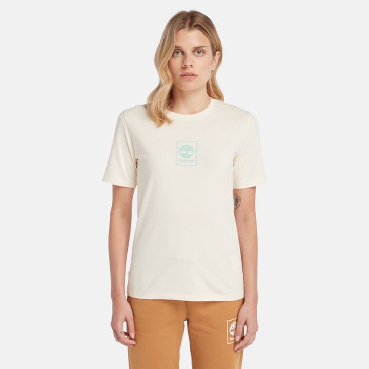 Stack Logo T-Shirt for Women in Beige
