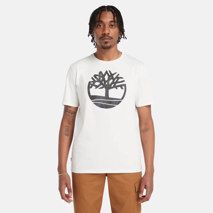 Camo Tree Logo T-Shirt for Men in White