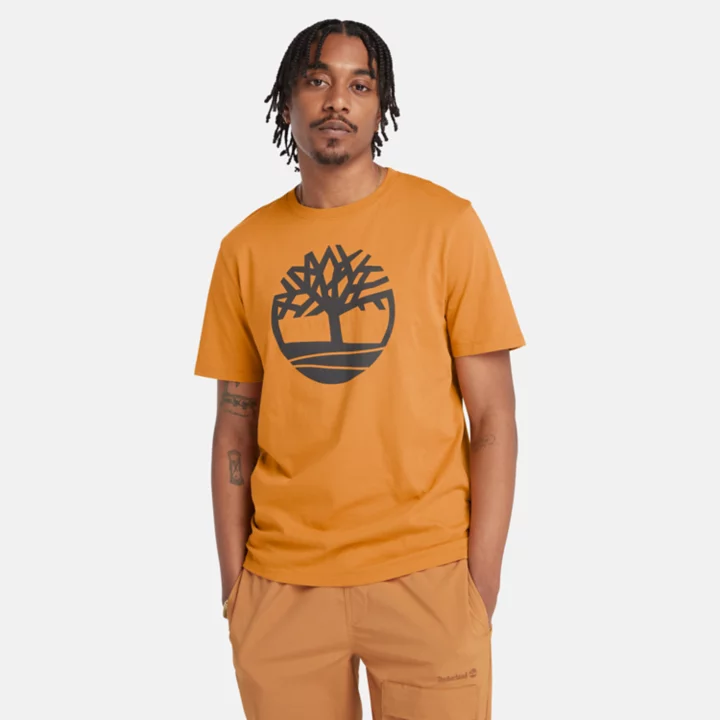 Kennebec River Tree Logo T-Shirt for Men in Yellow