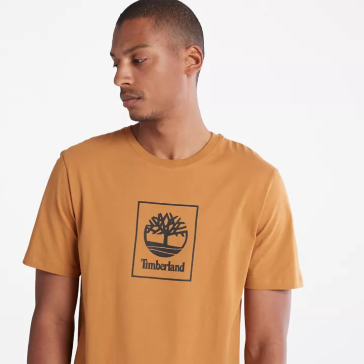 Stack Logo T-Shirt for Men in Orange
