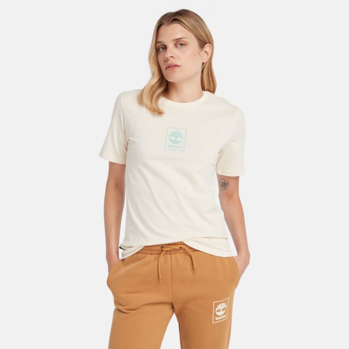 Stack Logo T-Shirt for Women in Beige