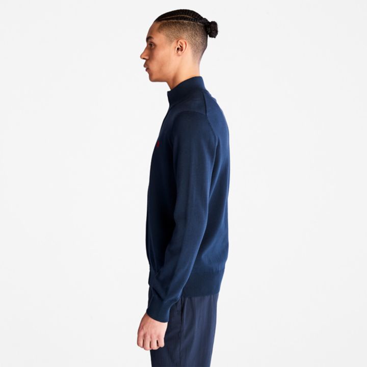 Williams River Full-Zip Cotton Jumper for Men in Navy