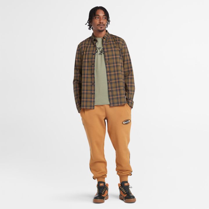 Stretch Poplin Tartan Shirt for Men in Green