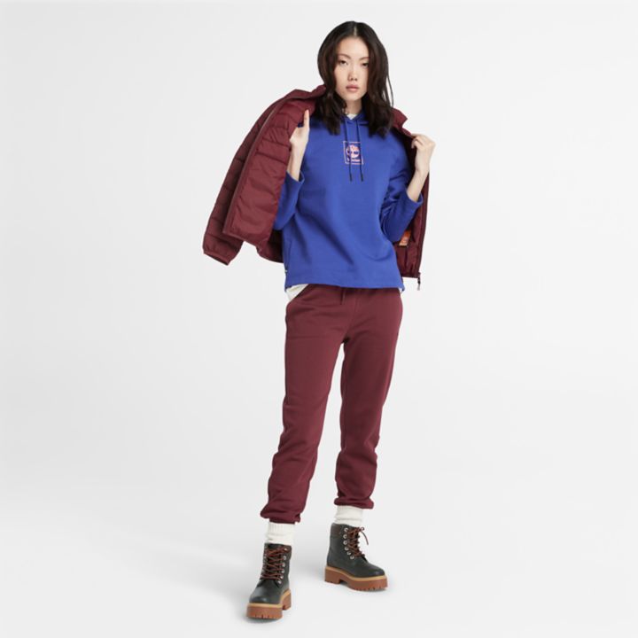 Embroidered Tree-logo Tracksuit Bottoms for Women in Burgundy