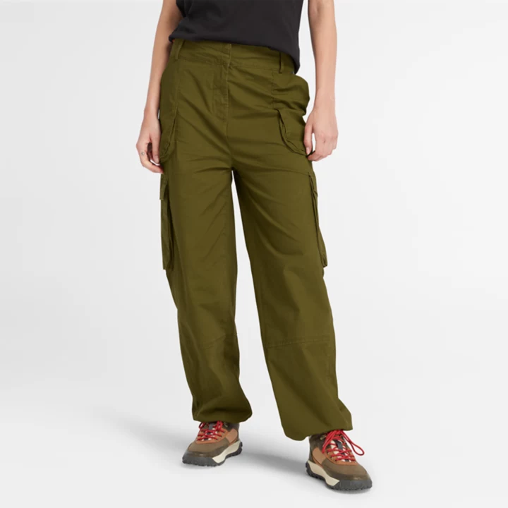 Woven Utility Trouser for Women in Dark Green