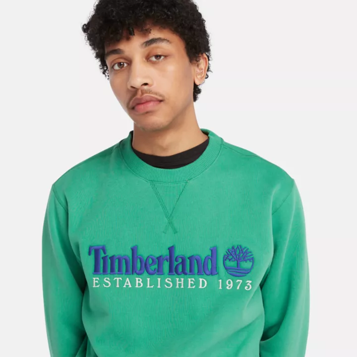 Est. 1973 Logo Crew Sweatshirt for Men in Green