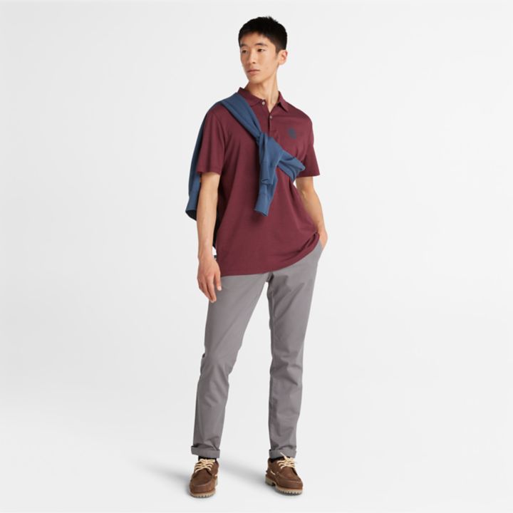 Logo Polo With Refibra Technology for Men in Burgundy
