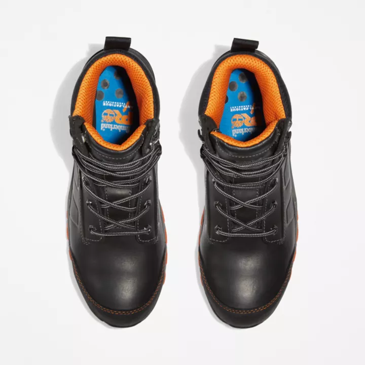 Timberland PRO Hypercharge 6 Inch Composite Safety Toe Work Boot for Men in Black/Orange