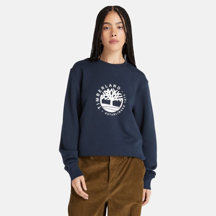 All Gender Crew Sweatshirt with Refibra Technology in Navy