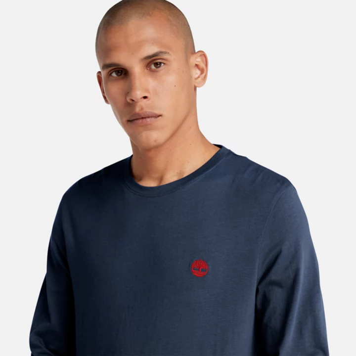 Dunstan River LS Crewneck T-Shirt for Men in Navy