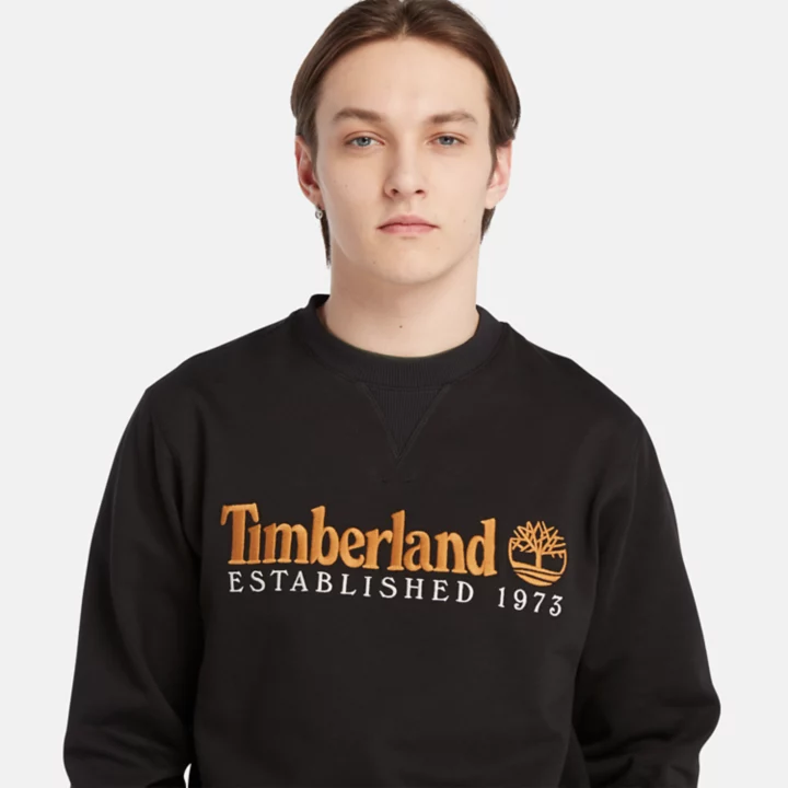 Est. 1973 Logo Crew Sweatshirt for Men in Black