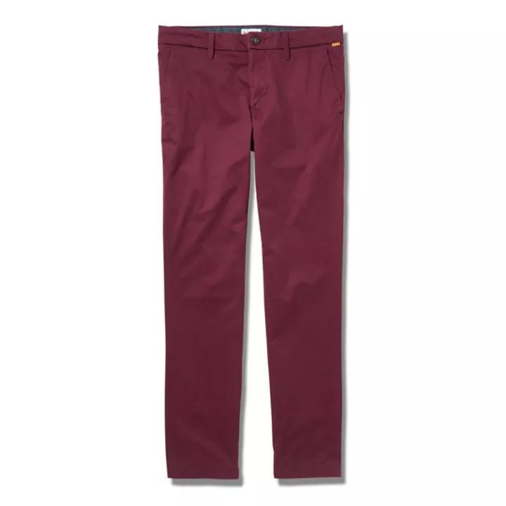 Sargent Lake Stretch Chino Trousers for Men in Burgundy