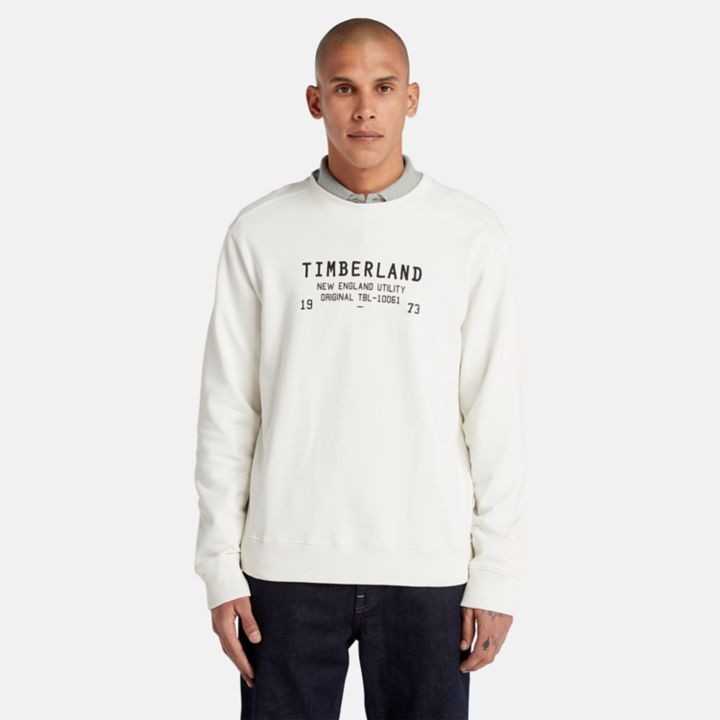 Utility Crewneck Sweatshirt for Men in White
