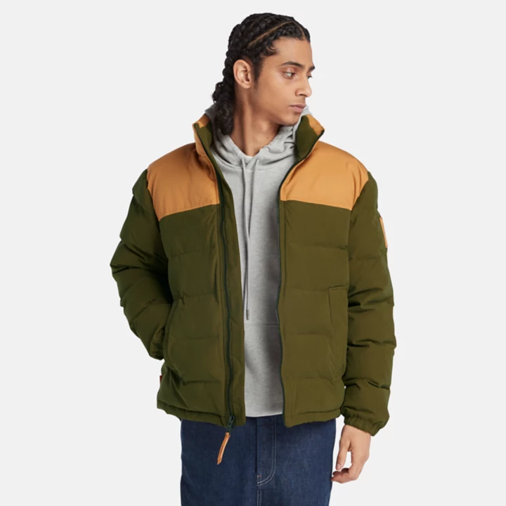 Welch Mountain Puffer Jacket for Men in Green/Yellow