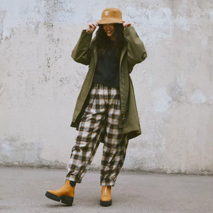 Reversible Bucket Hat with High Pile Fleece Lining in Orange