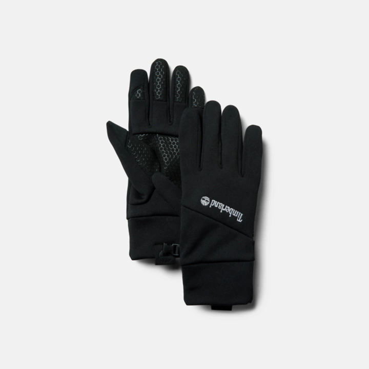 Colour-Block Stretch Fleece Gloves for Men in Black