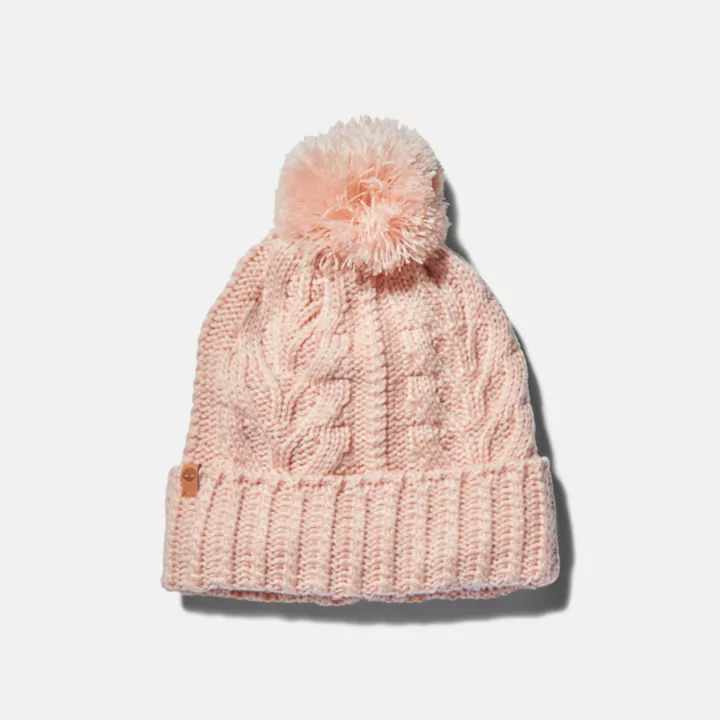 Autumn Woods Cable-knit Beanie for Women in Pink