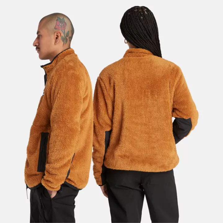 All Gender High Pile Fleece Jacket in Orange